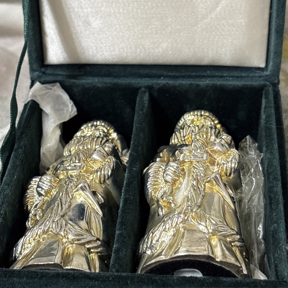 Silver Treasures By Godinger Santa Claus Salt & Pepper Set W/Original Box
